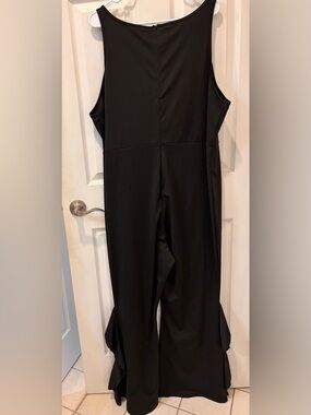 X Plus wear‎ Black Ruffle-Hem Jumpsuit